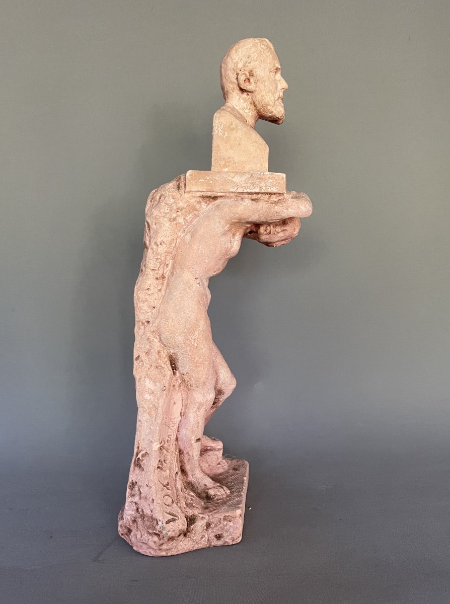 Tribute To Jean Jaurès, Patinated Plaster Sculpture -photo-3