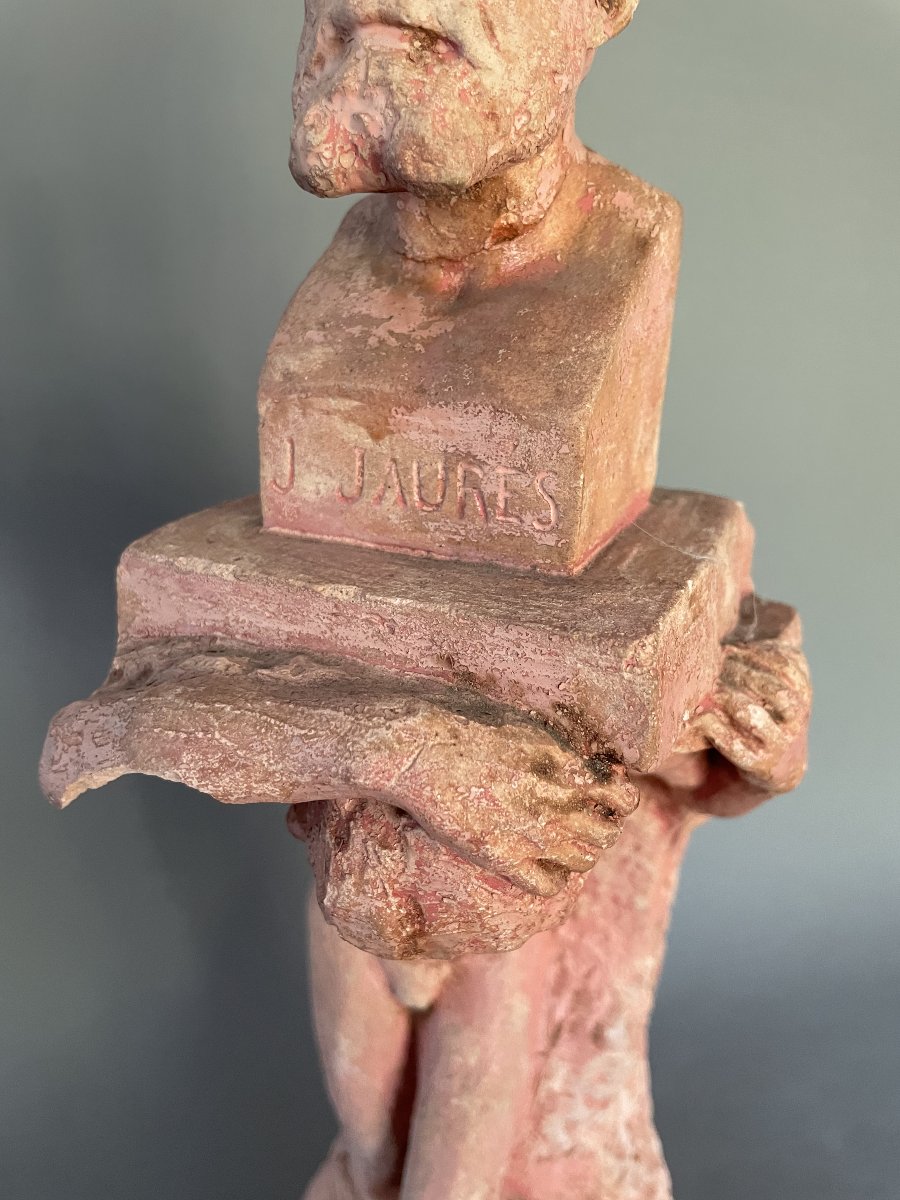 Tribute To Jean Jaurès, Patinated Plaster Sculpture -photo-4