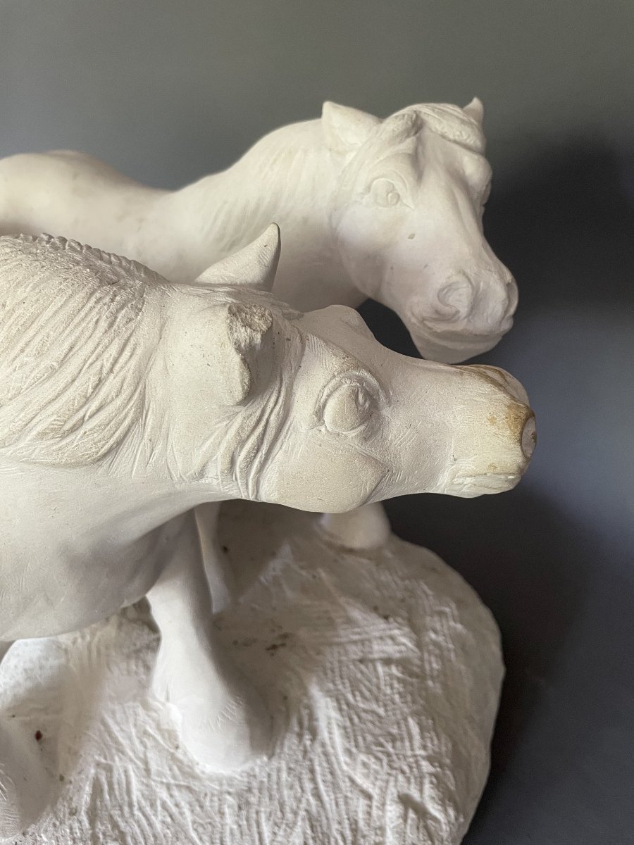Two Draft Horses, A Sculpture By Houdré-photo-7