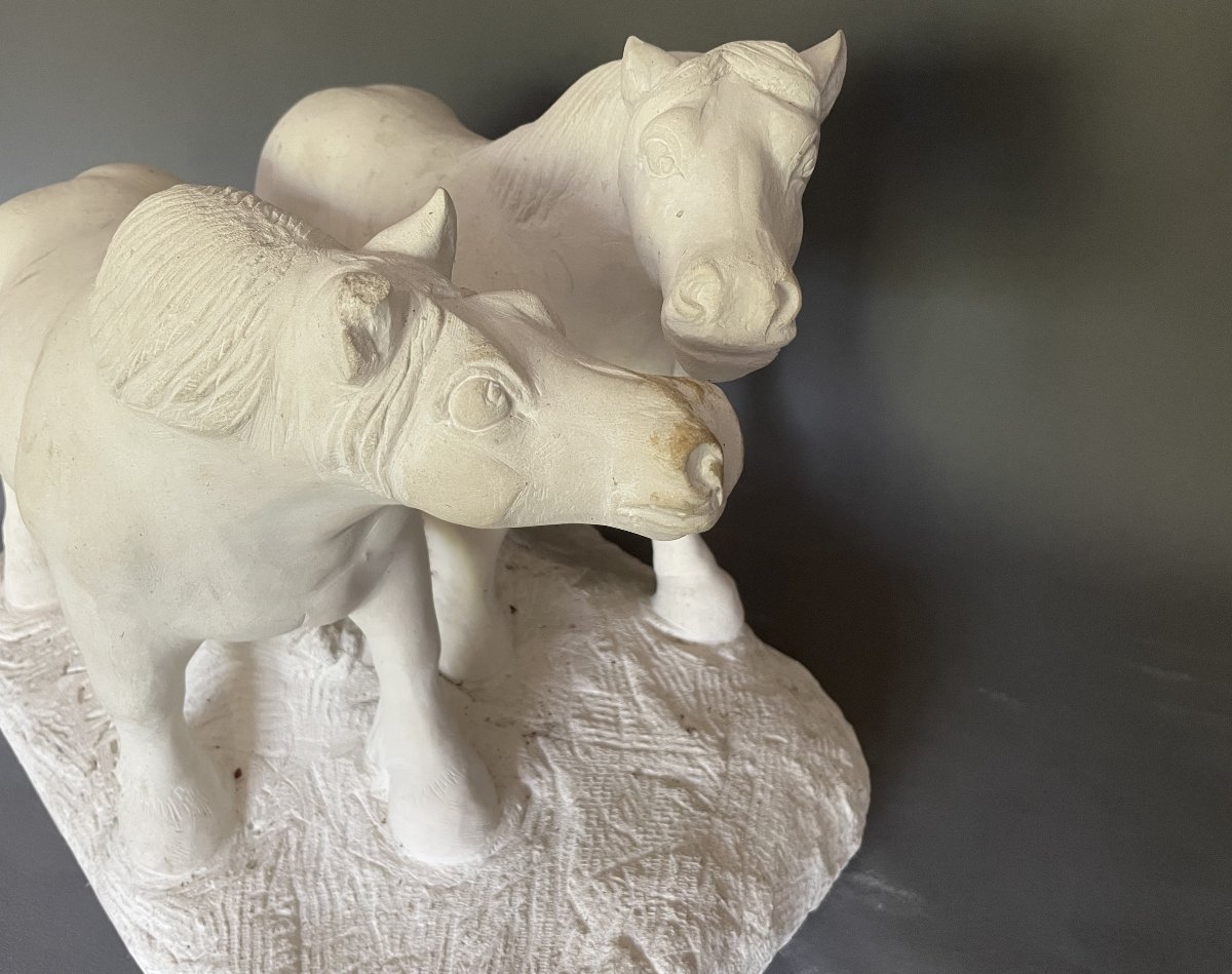 Two Draft Horses, A Sculpture By Houdré-photo-8