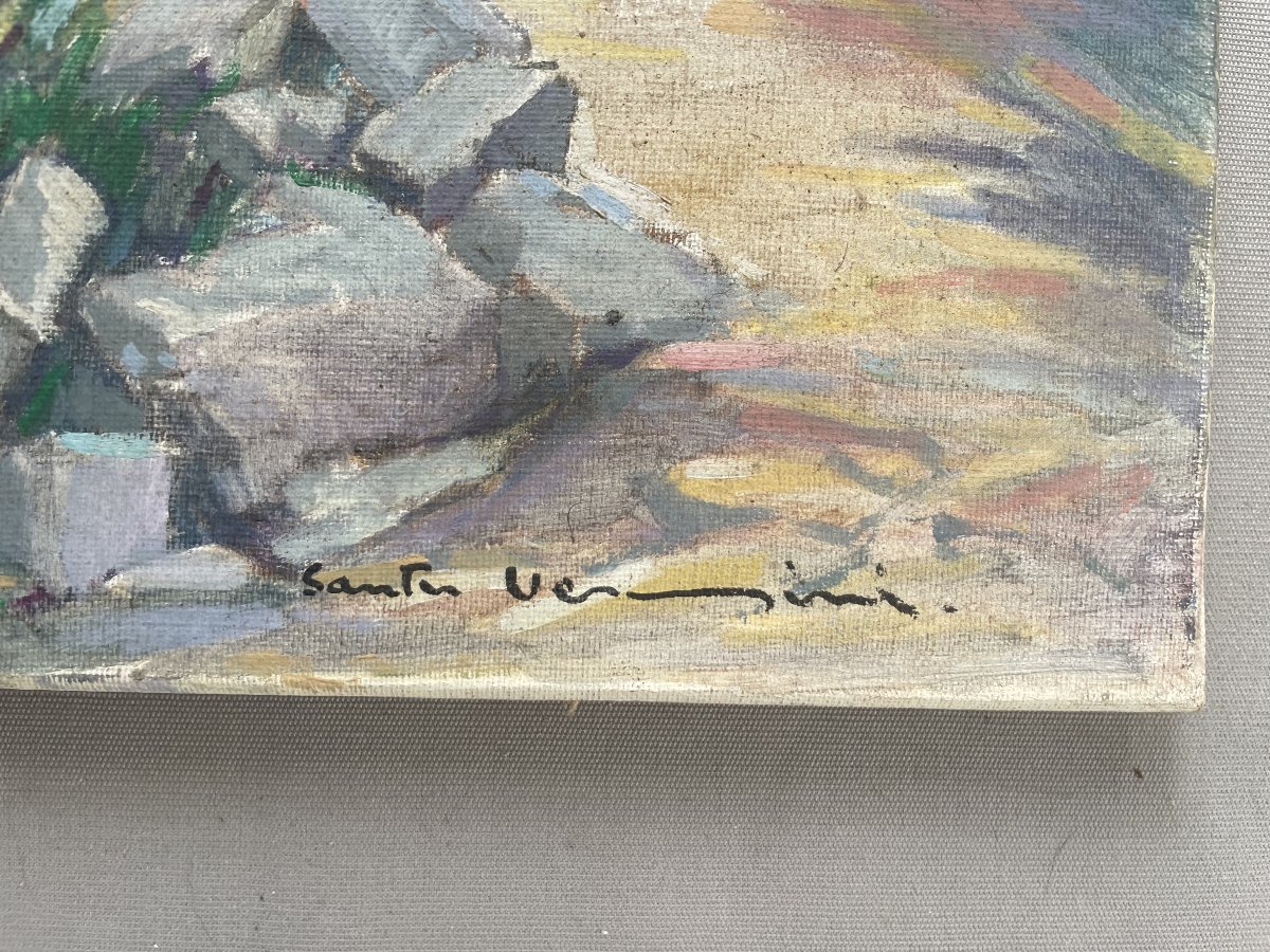 Corse? Chemin dans un paysage montagneux, huile sur toile-photo-2