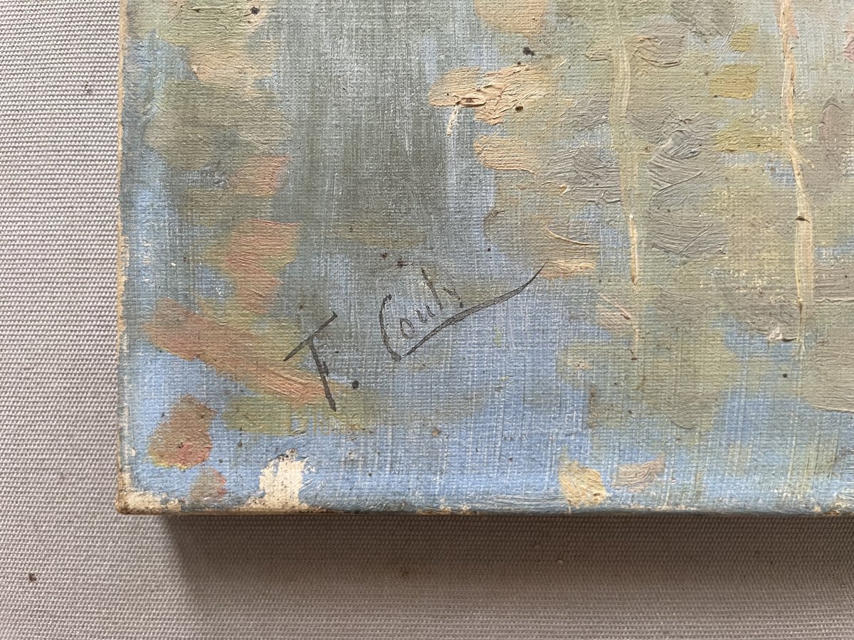 Paysage en bord de rivière, signature à identifier-photo-2
