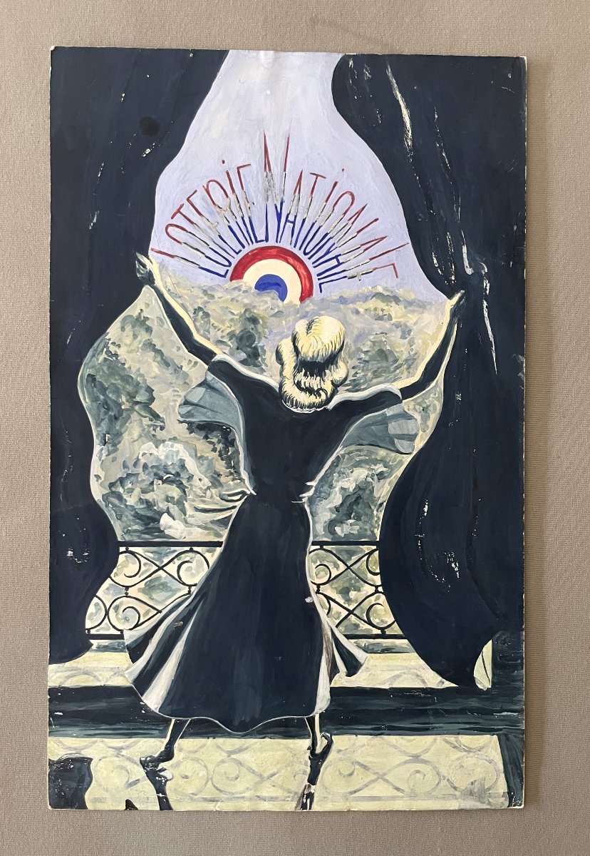 Projet d'affiche pour la Loterie Nationale, gouache