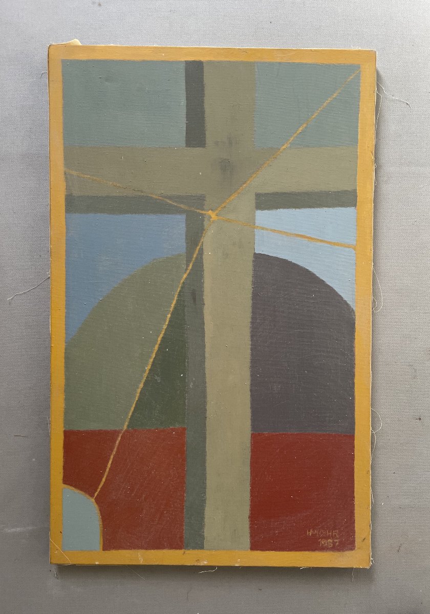 Tableau abstrait, signature à déchiffrer