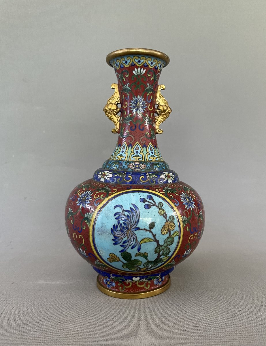 Cloisonné Vase, China, 19th Century-photo-3