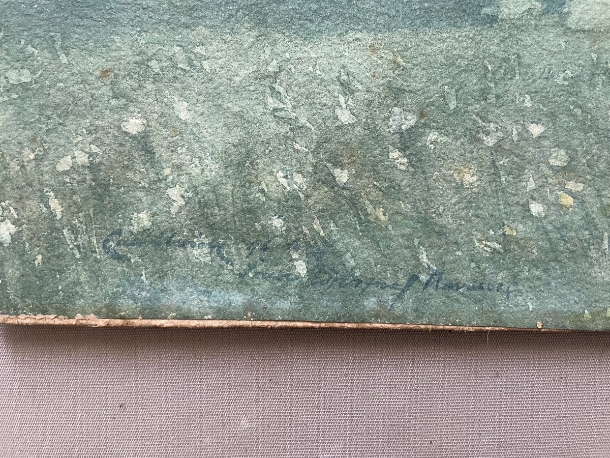 Haystacks, Late 19th-century Watercolor, Signature To Be Deciphered-photo-3