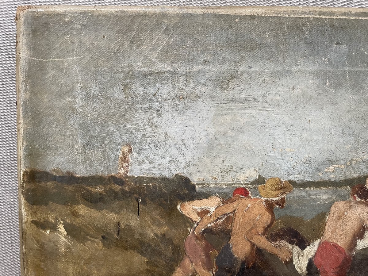 Crossing The Ford, Oil On Canvas-photo-2