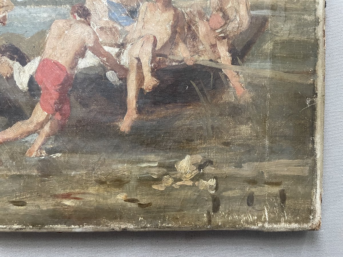 Crossing The Ford, Oil On Canvas-photo-4