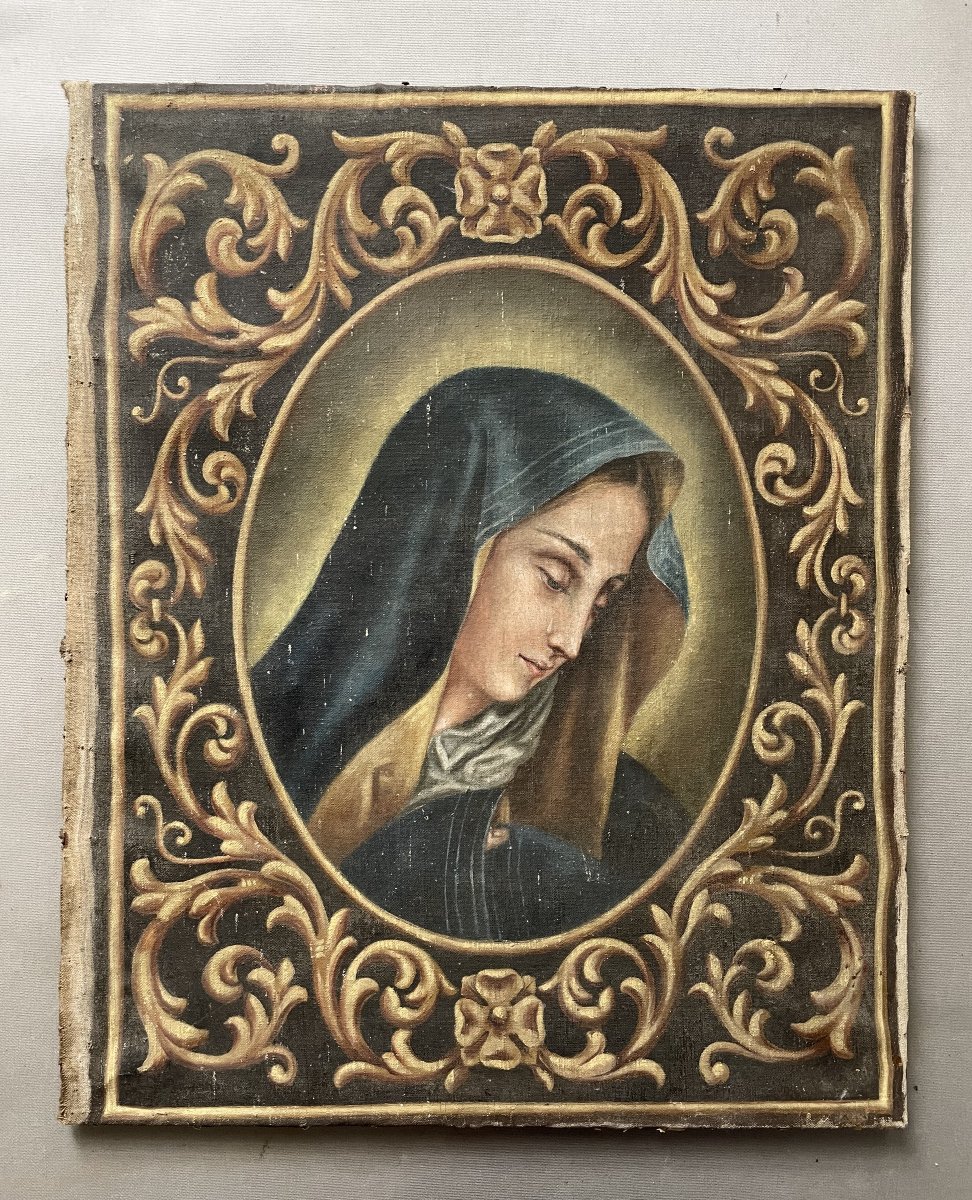 Portrait Of The Virgin, Oil On Canvas, 19th Century