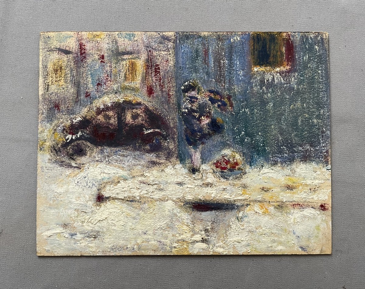 Busy Street, Oil On Panel