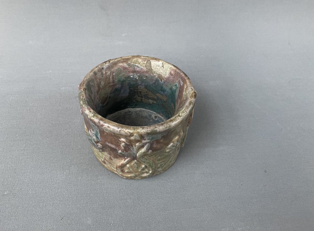 Small Art Nouveau-style Glazed Stoneware Container-photo-2