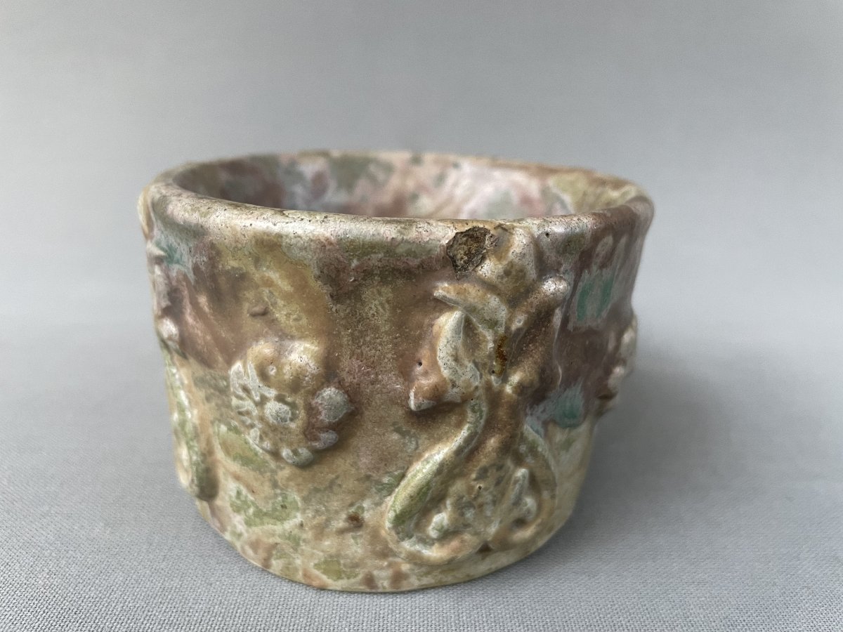 Small Art Nouveau-style Glazed Stoneware Container-photo-4
