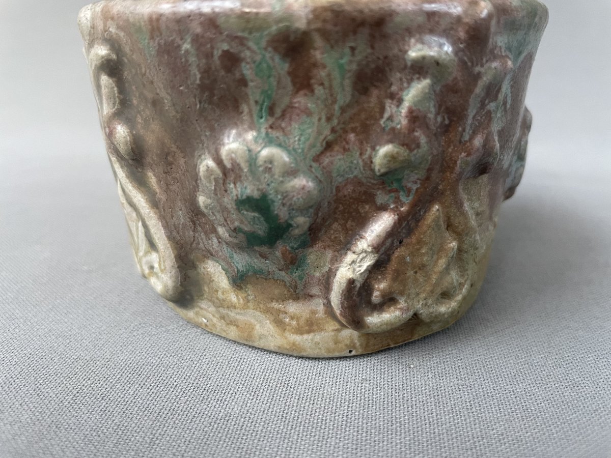 Small Art Nouveau-style Glazed Stoneware Container-photo-1
