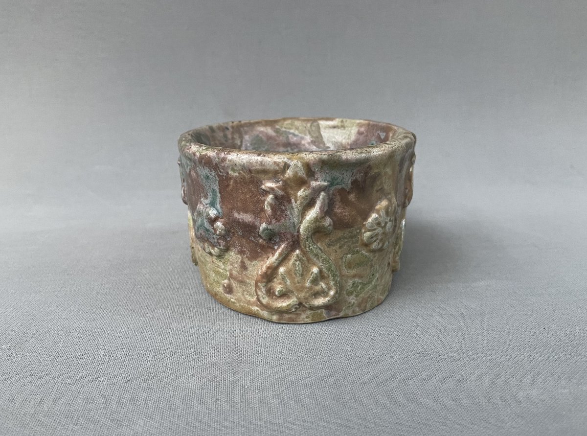 Small Art Nouveau-style Glazed Stoneware Container