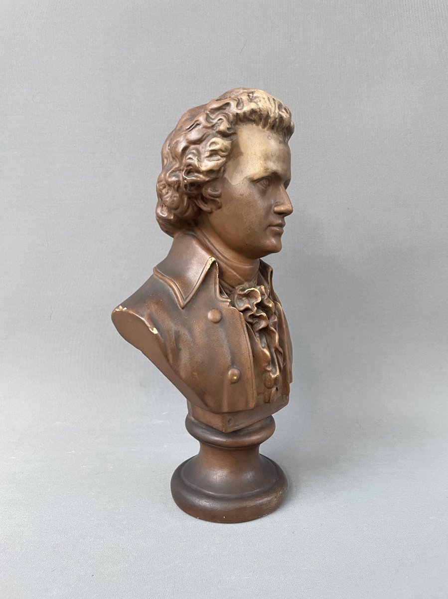 Patinated Plaster Bust Of Mozart-photo-2