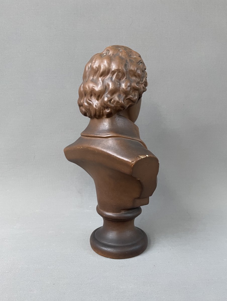 Patinated Plaster Bust Of Mozart-photo-3