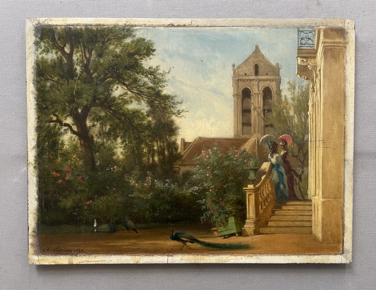 Charles Joseph A. LECOINTE, élégantes dans un parc