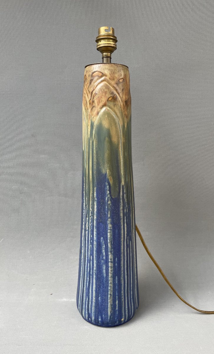 Gilbert METENIER, grand pied de lampe Art Nouveau