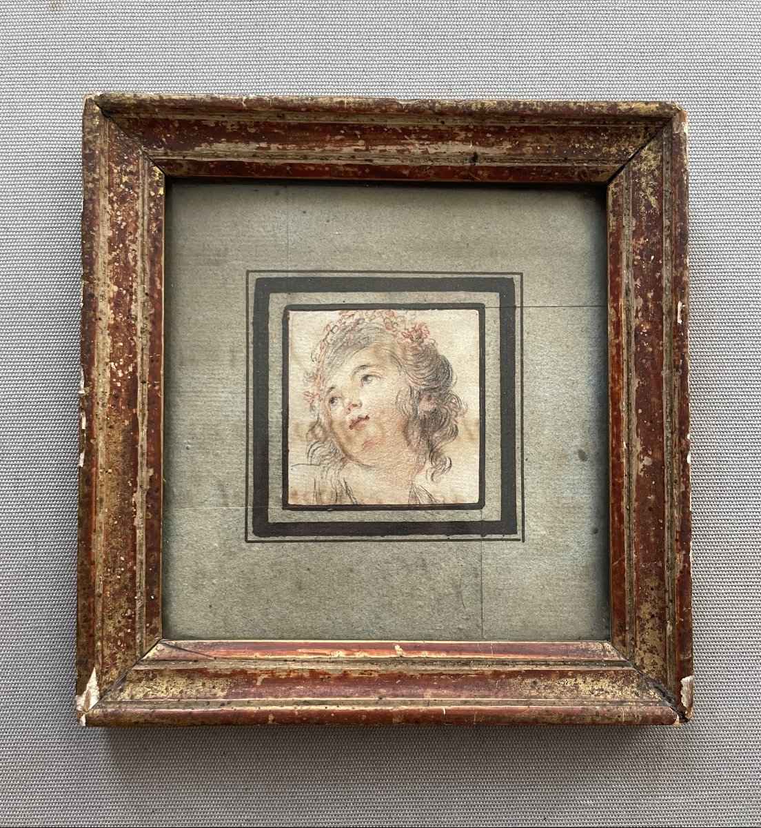 Portrait de jeune femme, dessin aux trois crayons
