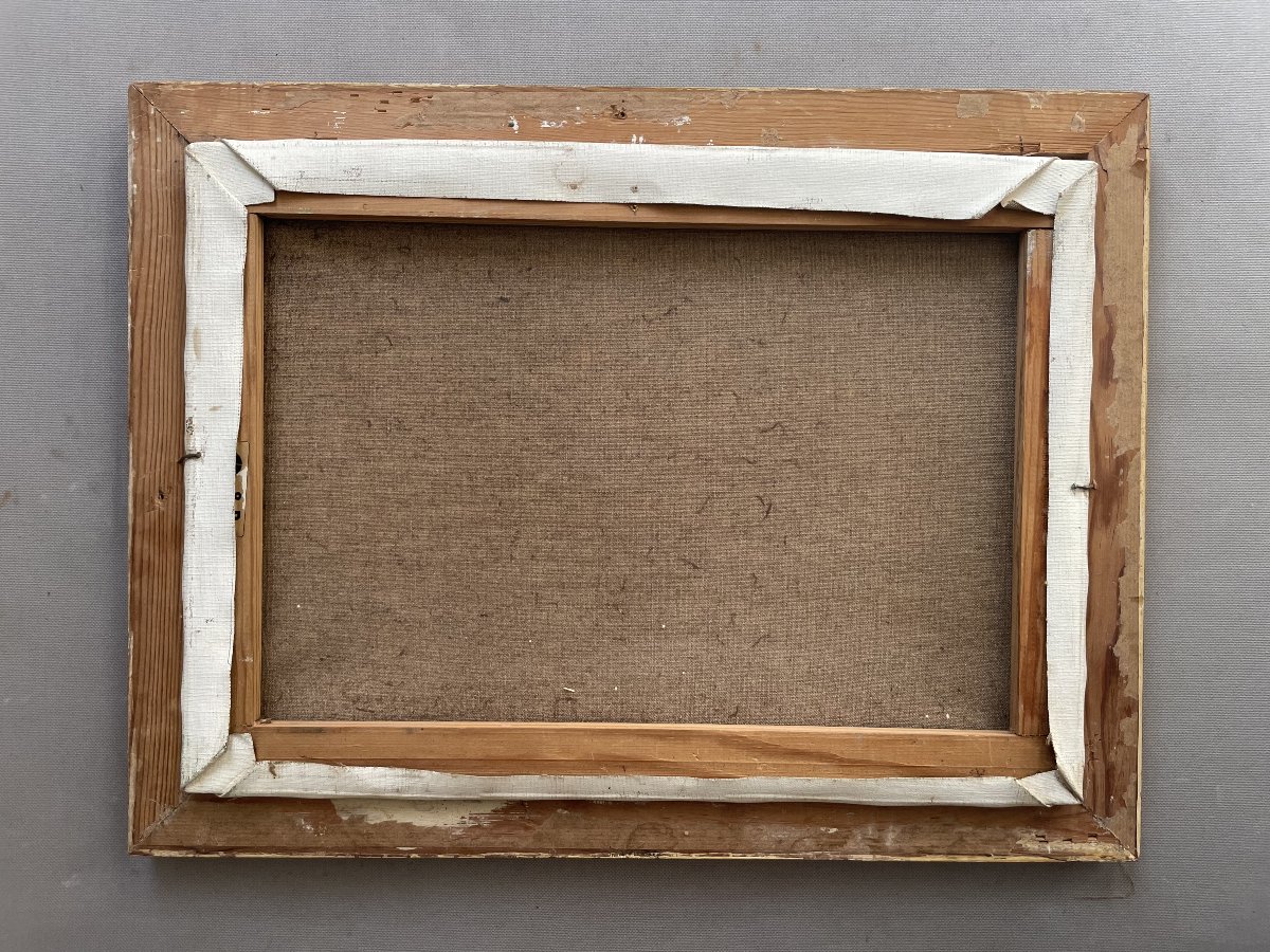 Plage animée, huile sur toile, signature à identifier-photo-2
