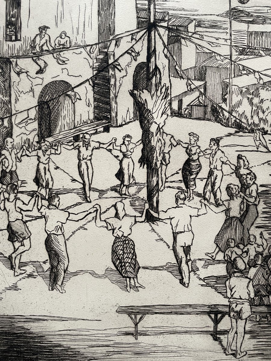 Basque Festival, Engraving, Signature To Be Identified-photo-2