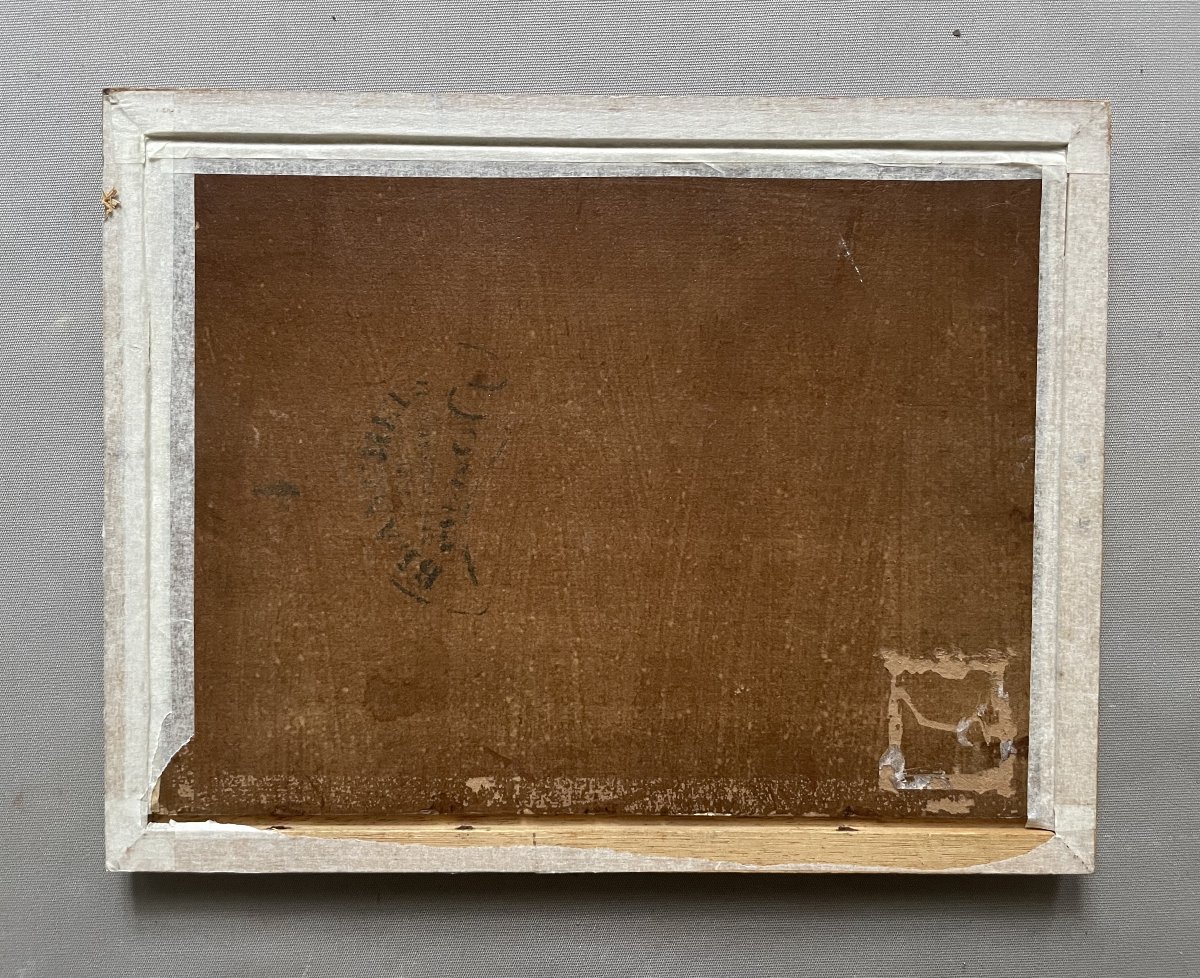 Alice THEVIN, Paysage portuaire, huile sur carton -photo-3
