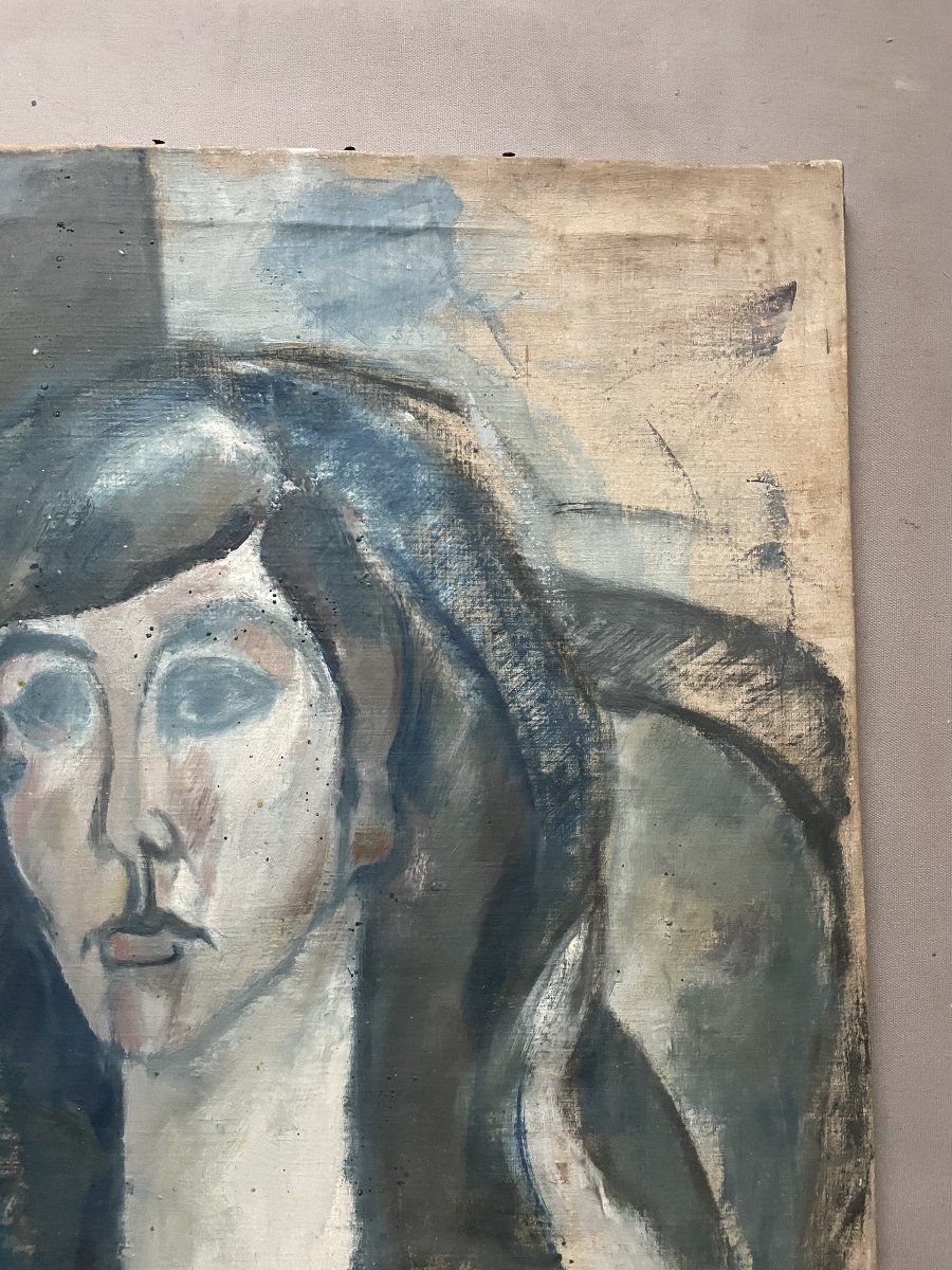 Portrait de femme, huile sur toile-photo-3