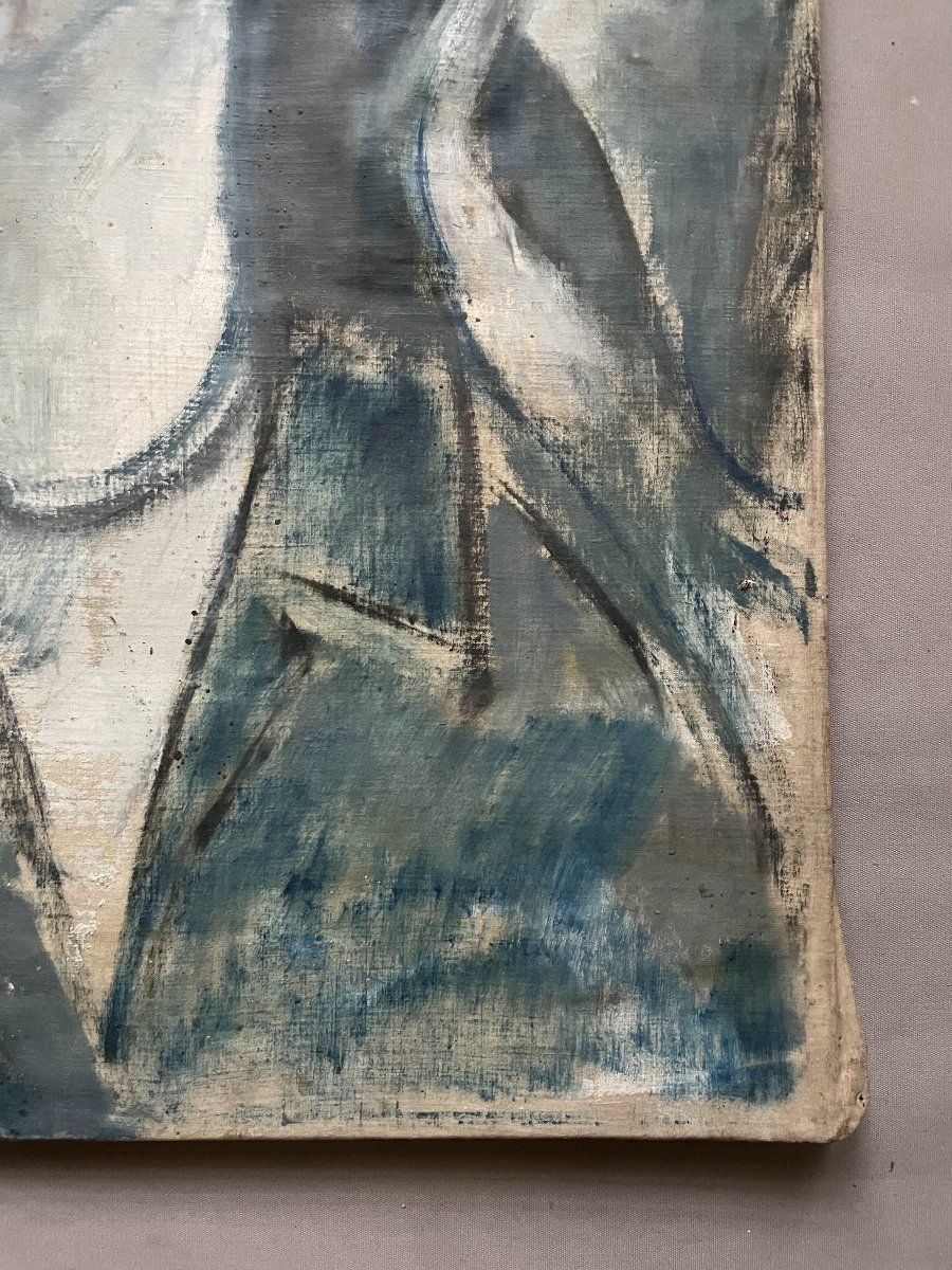 Portrait de femme, huile sur toile-photo-4