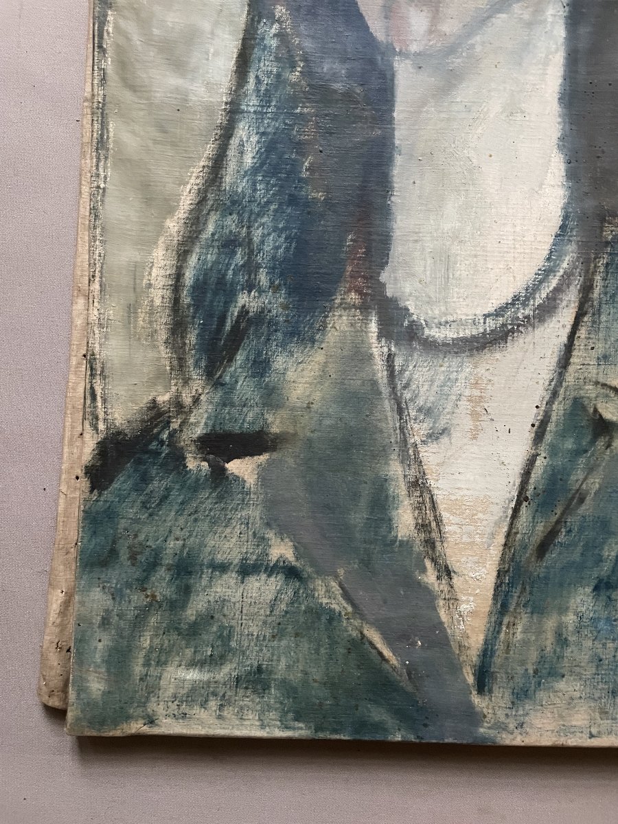Portrait de femme, huile sur toile-photo-1