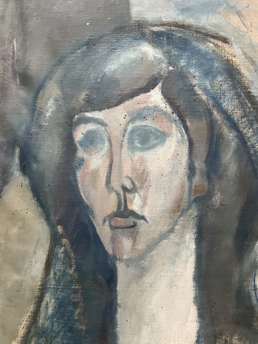 Portrait de femme, huile sur toile-photo-2