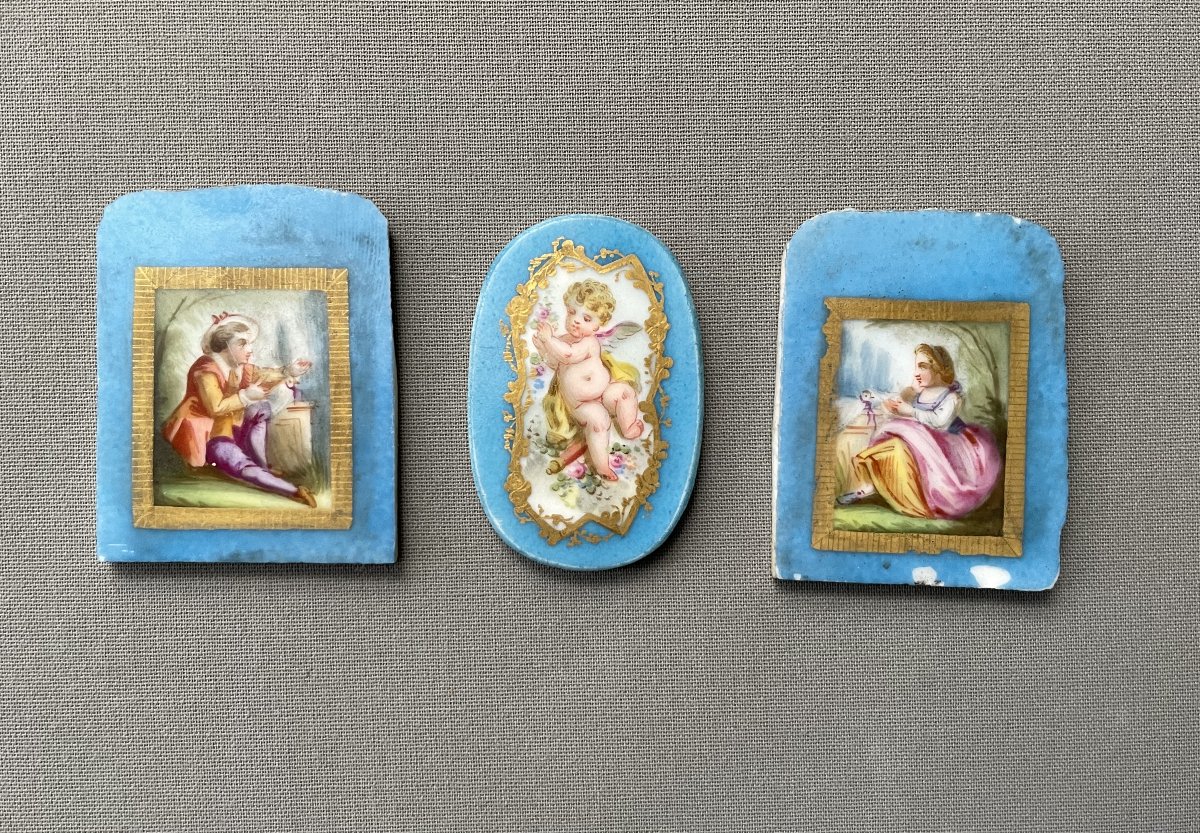 Three Small Porcelain Plates Painted In The Sèvres Style