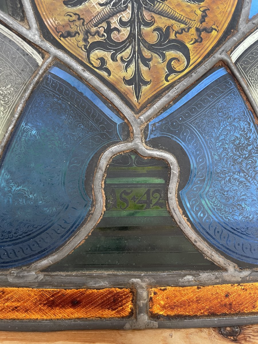 Renaissance-style Stained-glass Window, 19th Century Or Earlier-photo-4