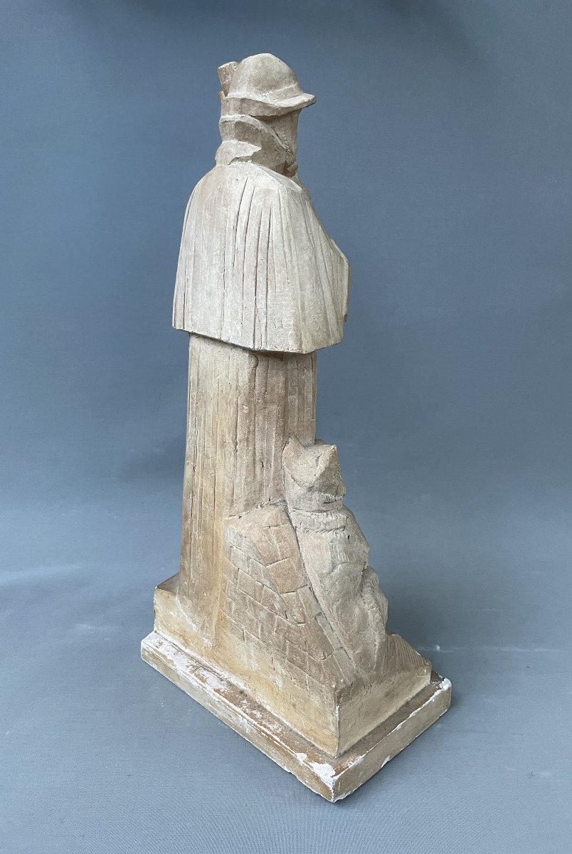 René Pajot, Bagpiper, Terracotta Sculpture-photo-2
