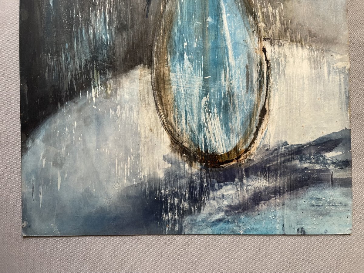 Fleurs dans un vase, aquarelle vietnamienne sur soie, signature à identifier-photo-1