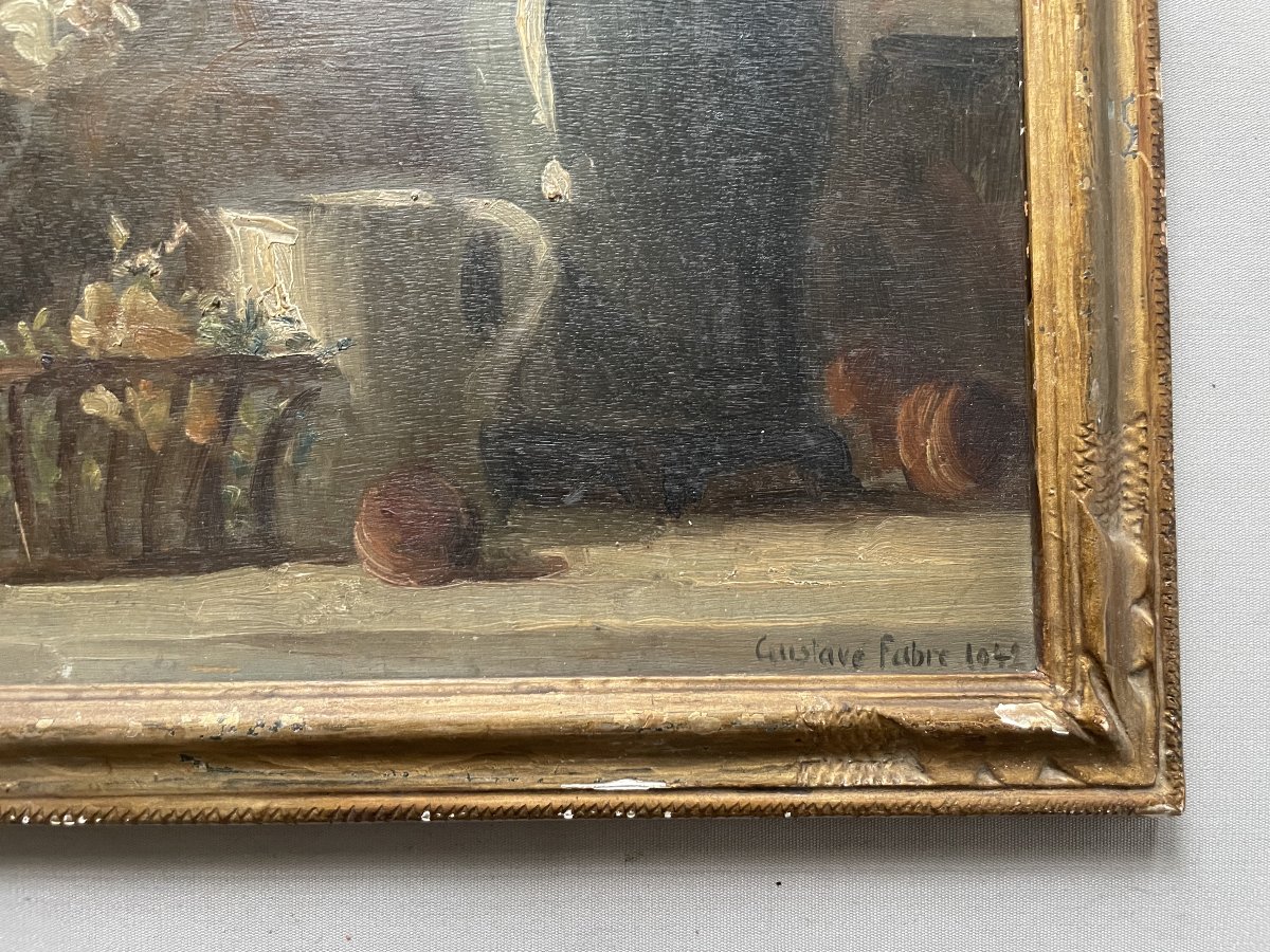 Still Life, Painting Signed By Gustave Fabre, 1942-photo-2