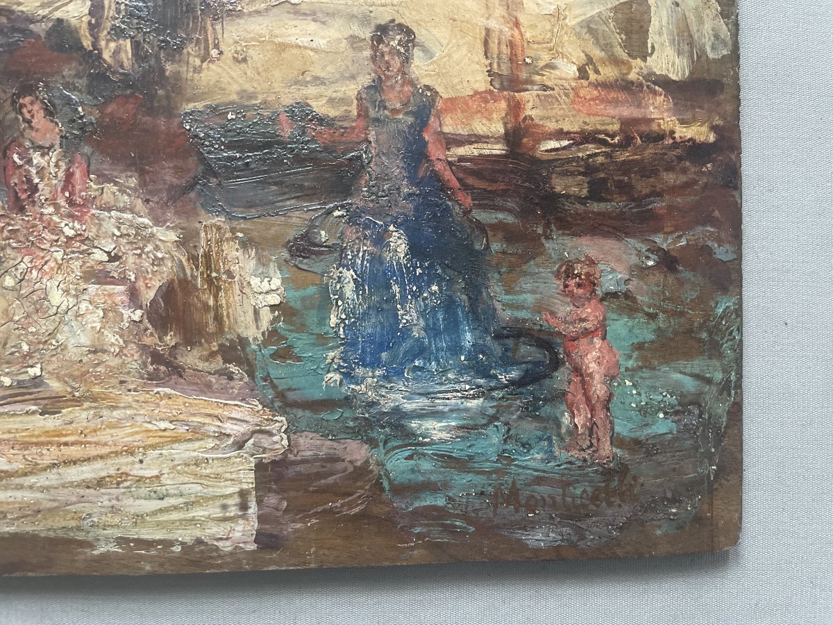 Lively Scene, Oil On Panel, Bears A Signature By Monticelli-photo-1