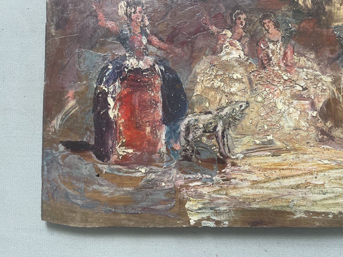 Lively Scene, Oil On Panel, Bears A Signature By Monticelli-photo-2
