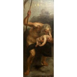 Saturne Dévorant Son Fils, Huile Sur Toile d'Après Rubens, XVIIIe Ou Avant