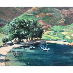 Mediterranean Creek, Gouache, Signature To Identify