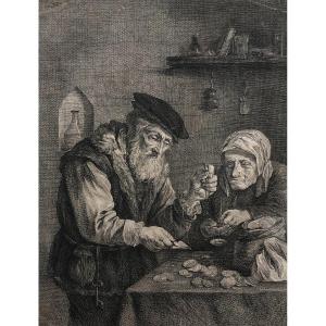 Le Peseur d'Or, Gravure Par Basan d'Après Teniers