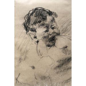 Young Crying Child, Drawing Early 20th Century, Monogram K
