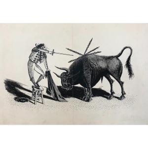 Bullfighter, Drawing, Signature To Identify