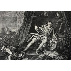 Davis Garrick Dans Le Rôle De Richard III, Gravure XIXe d'Après William Hogarth