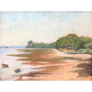 Presumed View Of The Arcachon Basin, Pastel