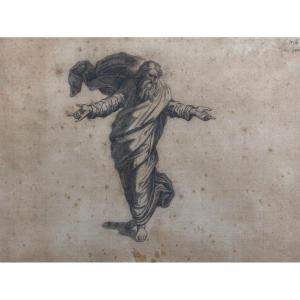 God Walking With Open Arms, Drawing Dated 1852, Graphite 