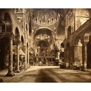 Venise, Intérieur De La Basilique Saint Marc, Photographie XIXe