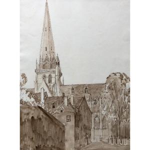 Autun Cathedral, Ink Wash 