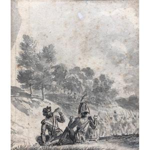 Soldats, Lavis d'Encre, XIXe