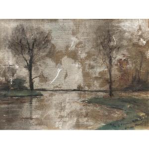 River Banks, Oil On Canvas, Sketch
