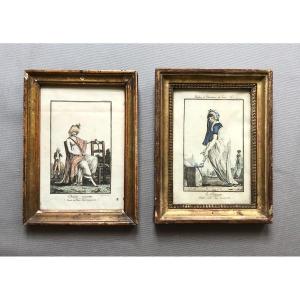 Two 19th Century Engravings After Debucourt, Period Frames